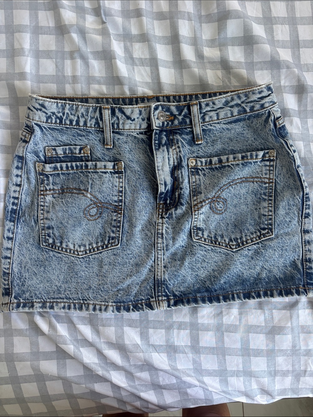 Forever 21 Acid Wash Denim Mini Skirt - Light Blue